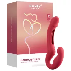   Honey Play Box Harmony Duo - Vibrator cu limbă, cu curea, controlat prin aplicație (roșu)