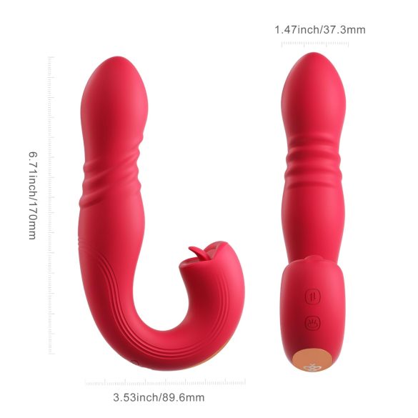 Honey Play Box Joi Thrust 2 - vibrator thrusting și de tip licking - roșu