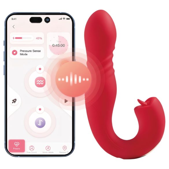 Honey Play Box Joi Thrust 2 - vibrator thrusting și de tip licking - roșu