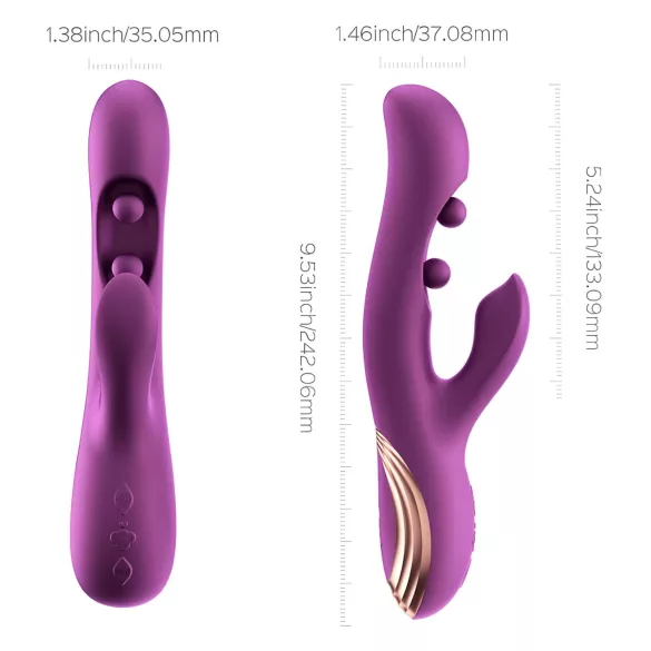 Honey Play Box Gem - vibrator cu bile pentru punctul G și clitoris, controlat prin aplicație (mov)