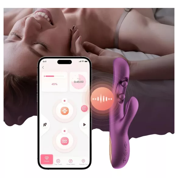 Honey Play Box Gem - vibrator cu bile pentru punctul G și clitoris, controlat prin aplicație (mov)