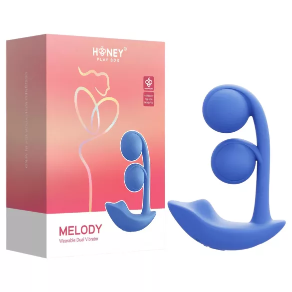 Honey Play Box Melody - Vibrator 2în1 cu bile controlat prin aplicație (albastru)