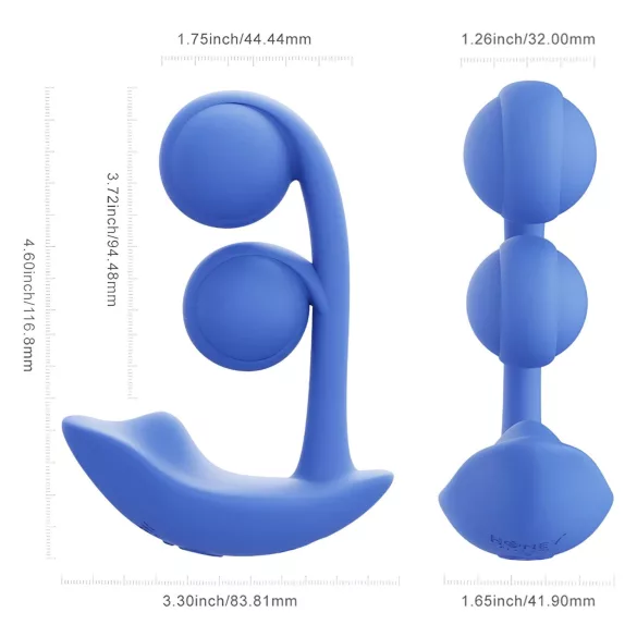 Honey Play Box Melody - Vibrator 2în1 cu bile controlat prin aplicație (albastru)