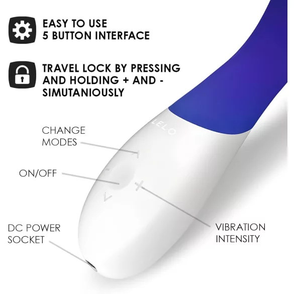 LELO Mona Wave - vibrator pentru punctul G, rezistent la apă - albastru