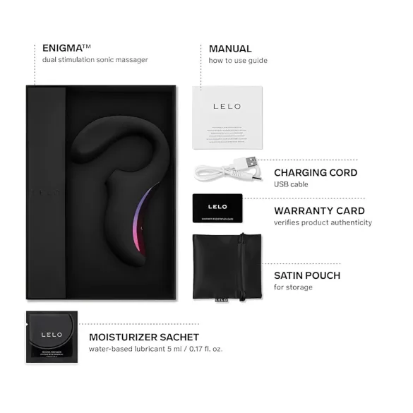 LELO Enigma - vibrator 2în1 pentru punctul G, reîncărcabil, impermeabil, negru