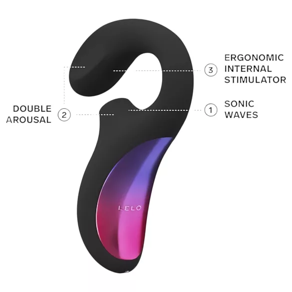 LELO Enigma - vibrator 2în1 pentru punctul G, reîncărcabil, impermeabil, negru