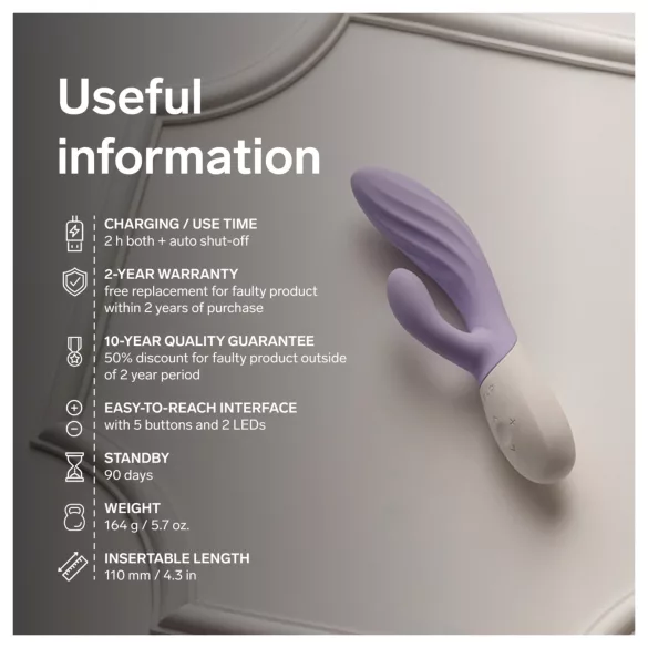 LELO INA Twist - vibrator pentru punctul G, cu braț pentru stimularea clitorisului și control prin aplicație (mov)