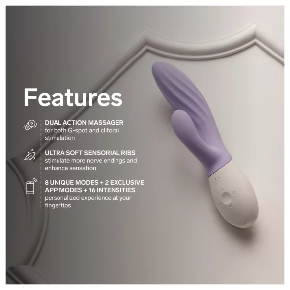 LELO INA Twist - vibrator pentru punctul G, cu braț pentru stimularea clitorisului și control prin aplicație (mov)