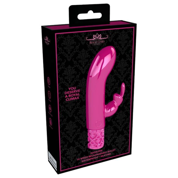Royal Gems Dazzling - vibrator cu braț pentru clitoris reîncărcabil - roz