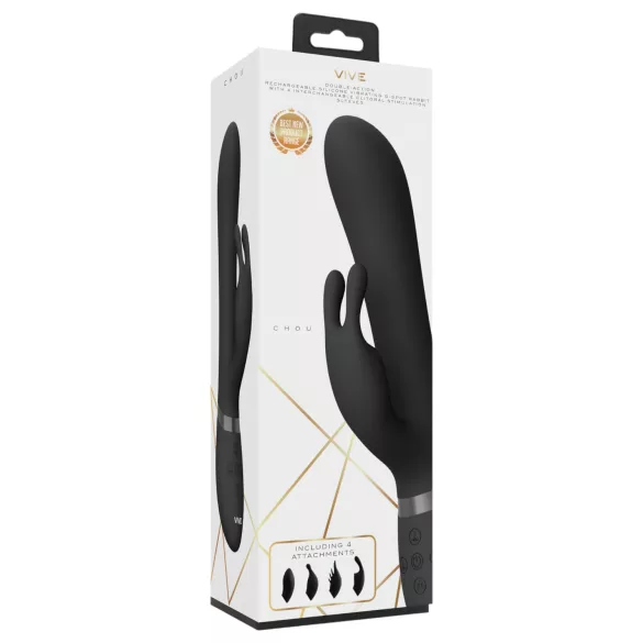 Vive Chou - Vibrator 4 în 1 cu braț pentru clitoris - silicon negru