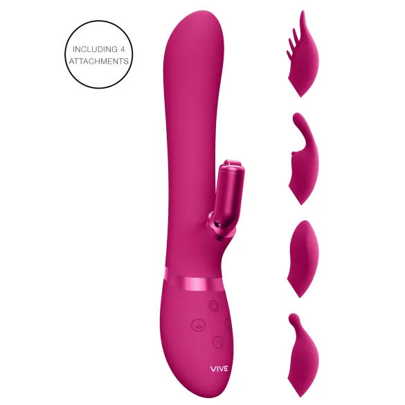 Vive Chou - vibrator clitoral reîncărcabil cu cap interschimbabil - roz