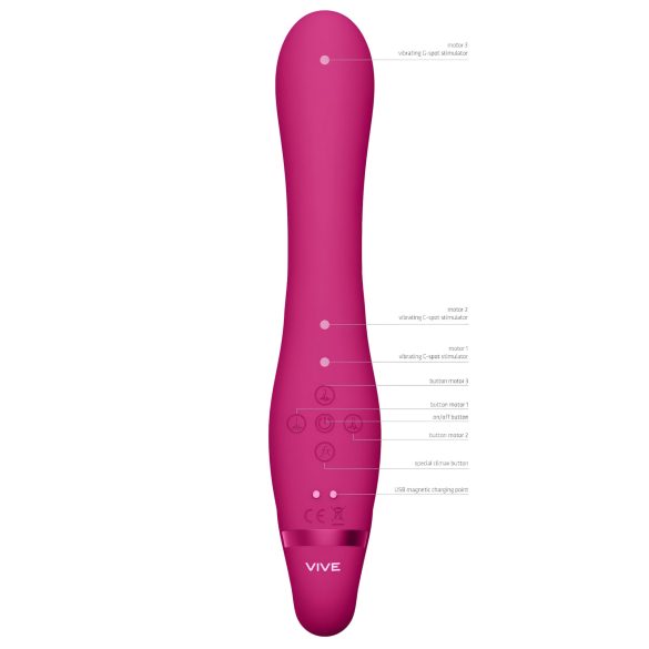 Vive Suki - vibrator cu curea detașabilă - fără ham - roz