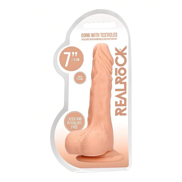 RealRock - dildou realist cu testicule - 17 cm - culoare naturală