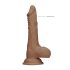 RealRock - dildo realist cu testicule - 17 cm - culoare închisă