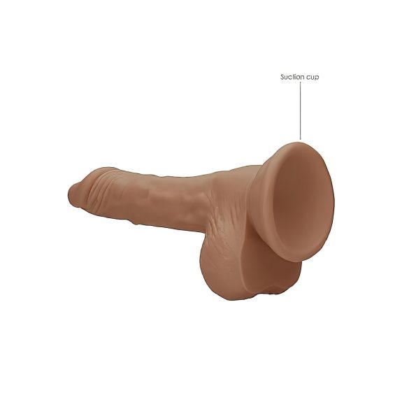 RealRock - dildo realist cu testicule - 17 cm - culoare închisă