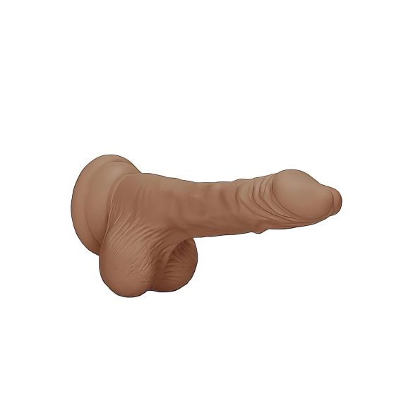 RealRock - dildo realist cu testicule - 17 cm - culoare închisă