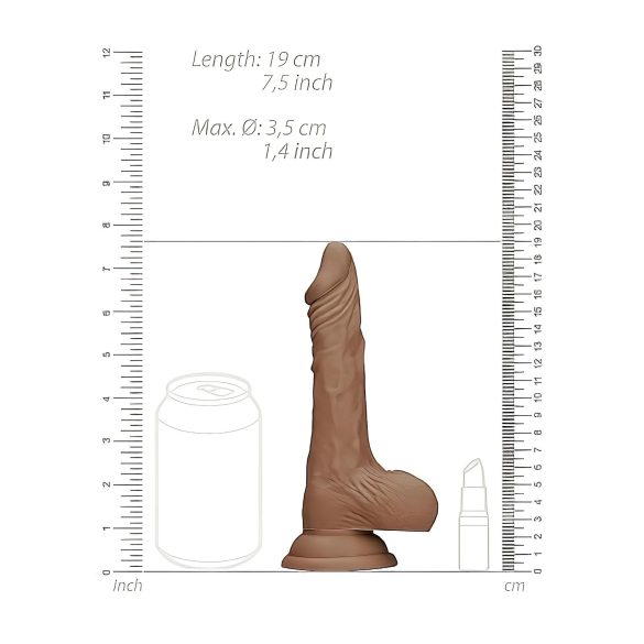 RealRock - dildo realist cu testicule - 17 cm - culoare închisă