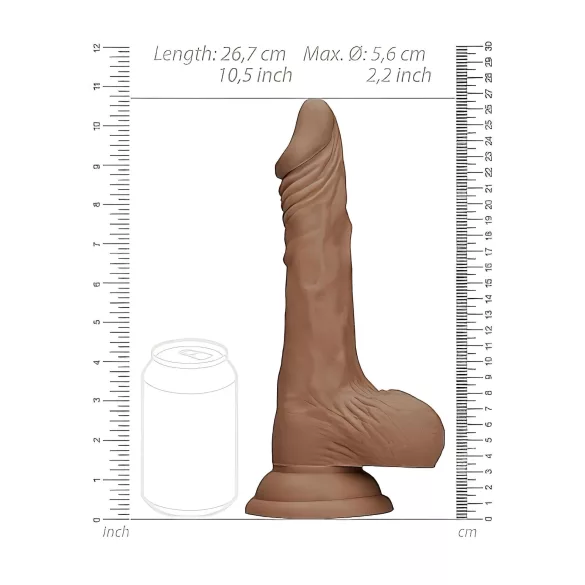 RealRock - dildo realist cu testicule - 25cm - culoare închisă