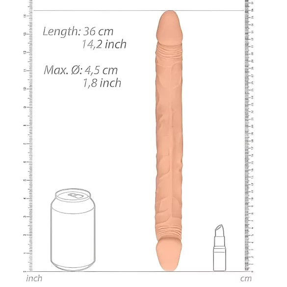 RealRock - dildo dublu realist - 36 cm - culoare naturală