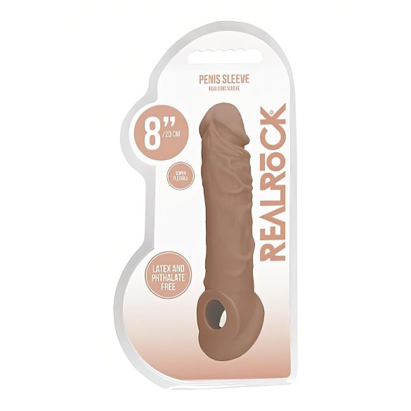 RealRock - mânecă pentru penis - 21 cm - culoare natur închis
