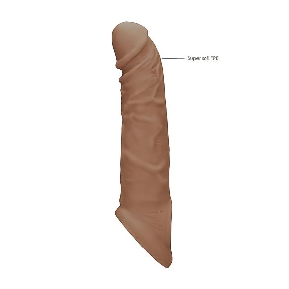 RealRock - mânecă pentru penis - 21 cm - culoare natur închis