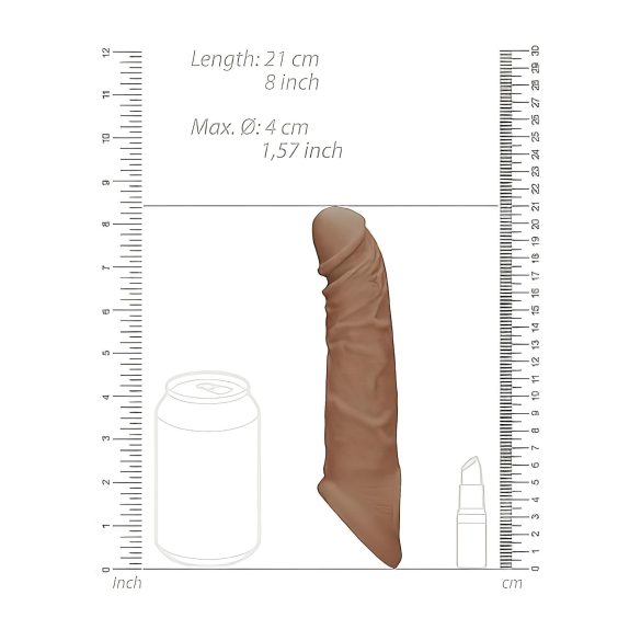 RealRock - mânecă pentru penis - 21 cm - culoare natur închis