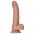 RealRock - dildo cu ventuză și testicule - 15,5cm (culoare naturală închisă)