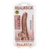 RealRock - dildo cu ventuză și testicule - 15,5cm (culoare naturală închisă)