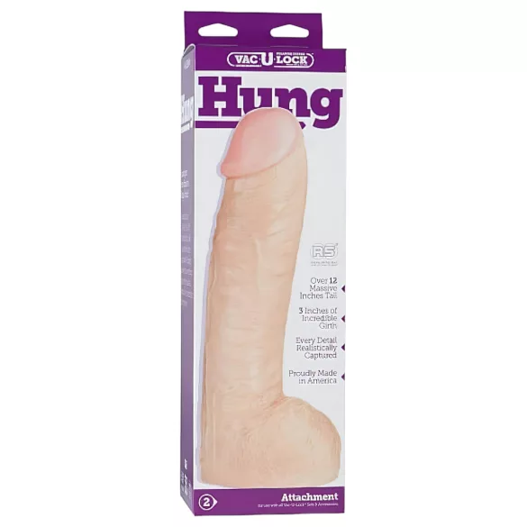 Doc Johnson - dildo realist cu testicule - Vac-U-Lock Hung 12 - culoare naturală