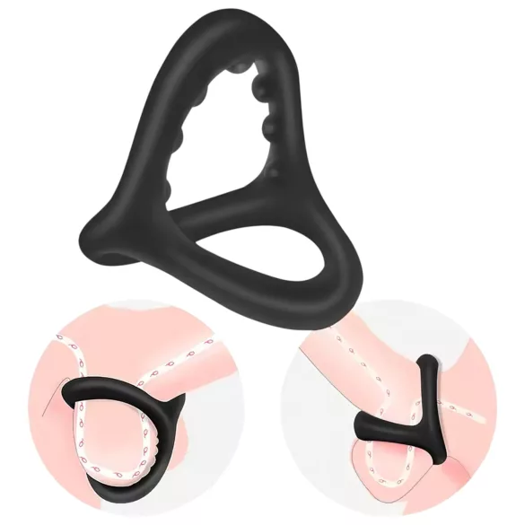Inele pentru penis și testicule cu suprafață punctată (negru)