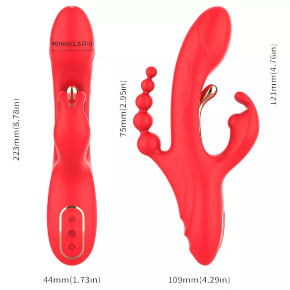 Bestoy - Vibrator clitorial 3 brațe cu limbă - roșu