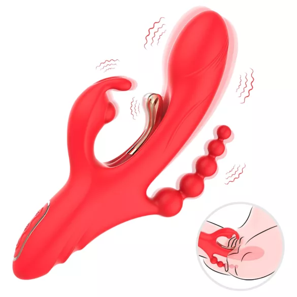 Bestoy - Vibrator clitorial 3 brațe cu limbă - roșu