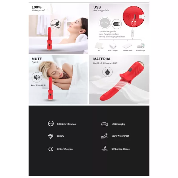 Bestoy - vibrator waterproof pentru punctul G - roșu