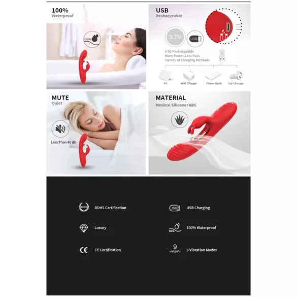 Bestoy - Vibrator stimulare punct G și clitoris - roșu