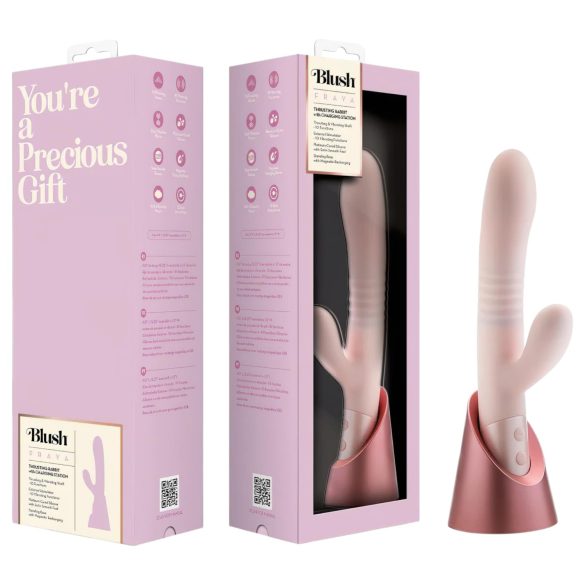 Blush Fraya - vibrator rabbit cu funcție de împingere - silicon roz