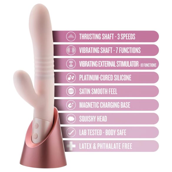 Blush Fraya - vibrator rabbit cu funcție de împingere - silicon roz