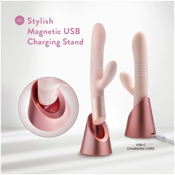 Blush Fraya - vibrator rabbit cu funcție de împingere - silicon roz
