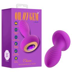 Oh My Gem – plug anal vibrant cu piatră decorativă (mov)