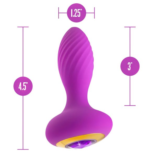 Oh My Gem - dop anal vibrator cu piatră - silicon mov