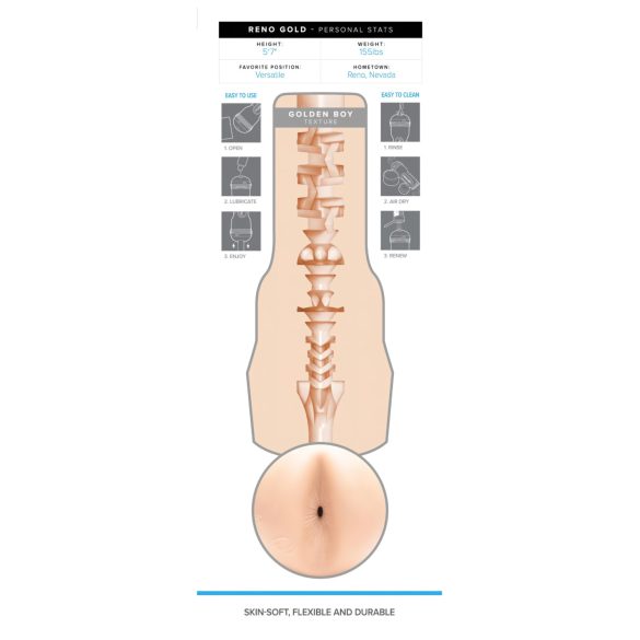 Fleshjack Reno Gold - masturbator realist tip popou - silicon natur