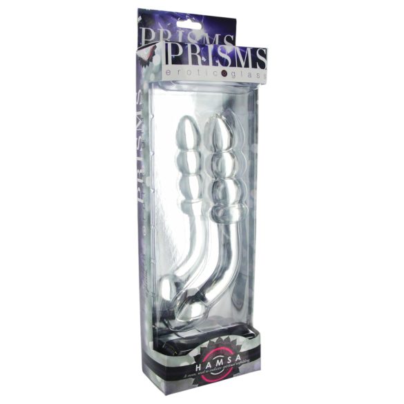 Prisms Hamsa - dildo sticlă dublu capăt G-spot - transparent