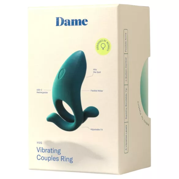 Dame Hug - inel vibrator reglabil pentru penis (verde)