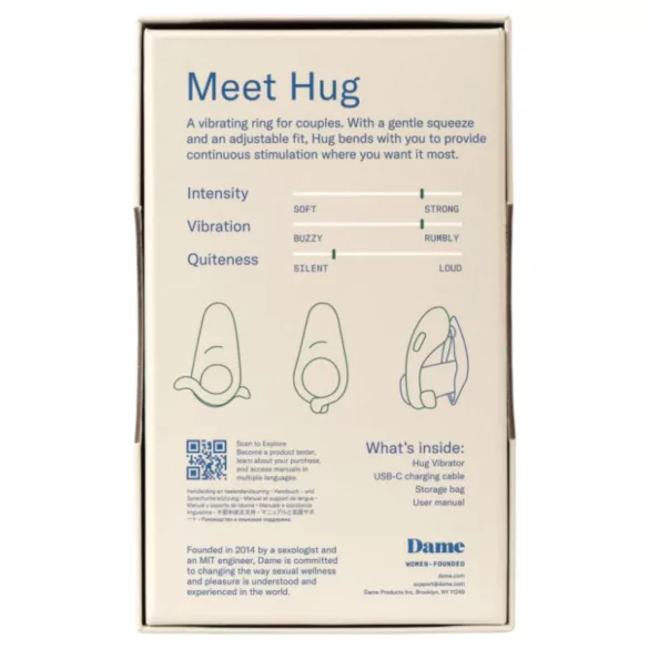 Dame Hug - inel vibrator reglabil pentru penis (verde)