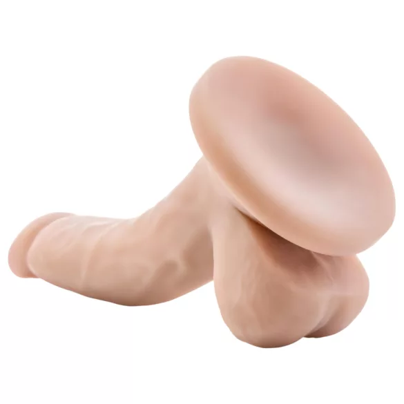 Dr. Skin 4 - dildo realist cu ventuză și testicule - culoare naturală 12cm