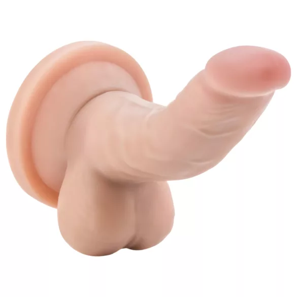 Dr. Skin 4 - dildo realist cu ventuză și testicule - culoare naturală 12cm