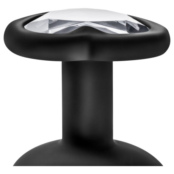 Temptasia S - dop anal cu inimioară și pietricică argintie - negru - mic