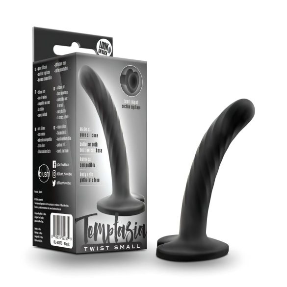Temptasia Twist Small - dildo cu ventuză - model torsadat - negru