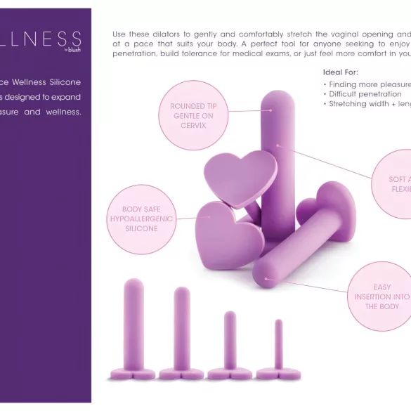 Blush Wellness - set dilatatoare vaginale - silicon - mov