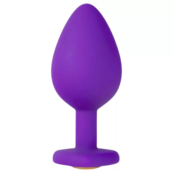 Temptasia M - dildo anal cu inimă și pietre aurii - mov - mărime medie