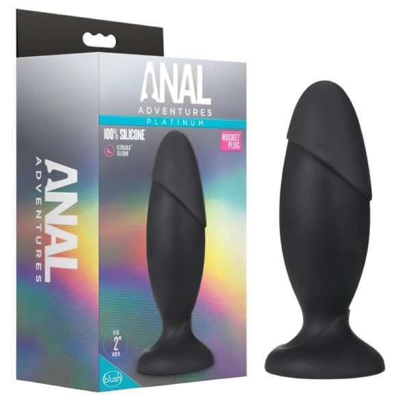 Anal Adventures Platinum Rocket - plug anal mare - silicon negru